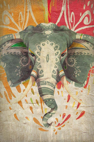 Elephant Splashes White Modern Wood Framed Art Print with Double Matting by Kimberly, Allen