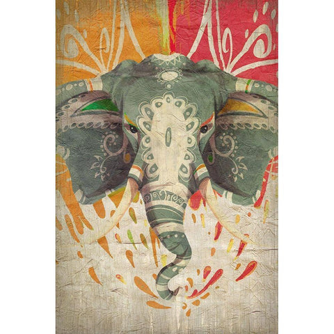 Elephant Splashes Black Modern Wood Framed Art Print with Double Matting by Kimberly, Allen