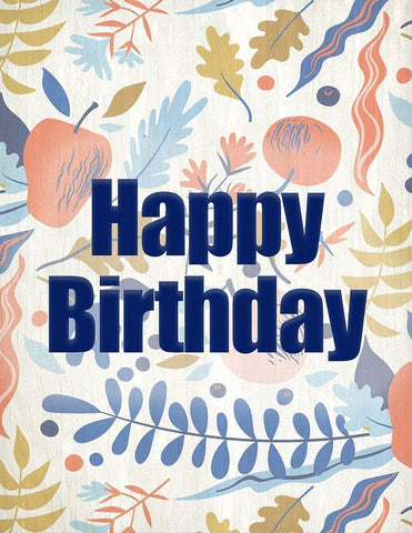 Happy Birthday Fruit Black Ornate Wood Framed Art Print with Double Matting by Kimberly, Allen