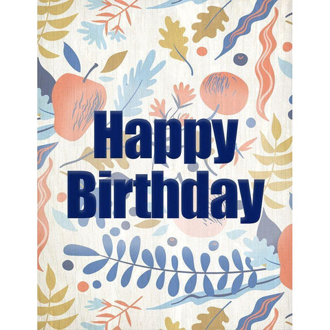 Happy Birthday Fruit Black Modern Wood Framed Art Print by Kimberly, Allen