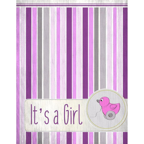 Its a Girl White Modern Wood Framed Art Print by Kimberly, Allen