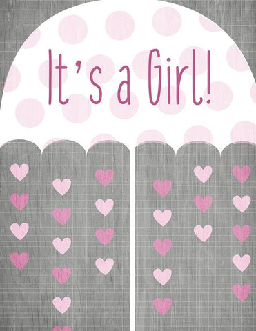 Its a Girl Umbrella White Modern Wood Framed Art Print with Double Matting by Kimberly, Allen