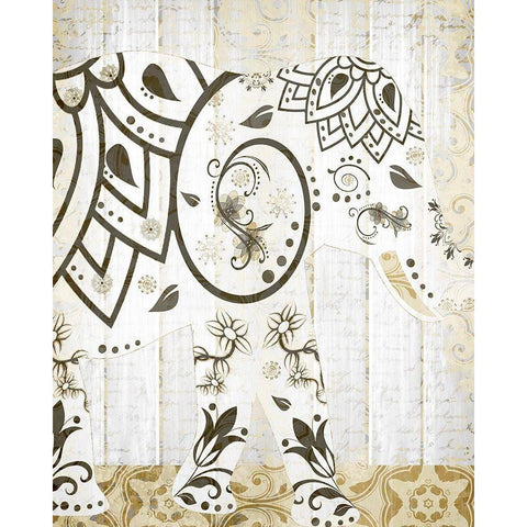 Tribal Elephant 1 White Modern Wood Framed Art Print by Kimberly, Allen