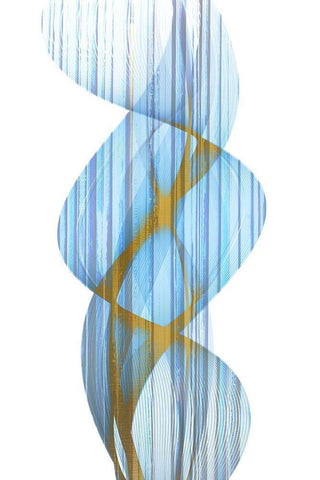 Blue Stripe Black Ornate Wood Framed Art Print with Double Matting by Kimberly, Allen