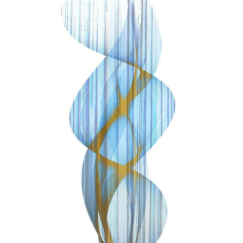 Blue Stripe Gold Ornate Wood Framed Art Print with Double Matting by Kimberly, Allen