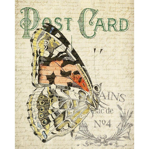 Postcard Butterfly 1 Black Modern Wood Framed Art Print by Allen, Kimberly