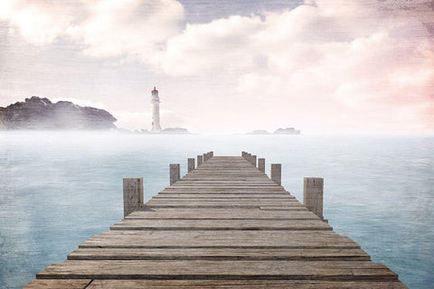 Out to Sea Scene Black Ornate Wood Framed Art Print with Double Matting by Allen, Kimberly