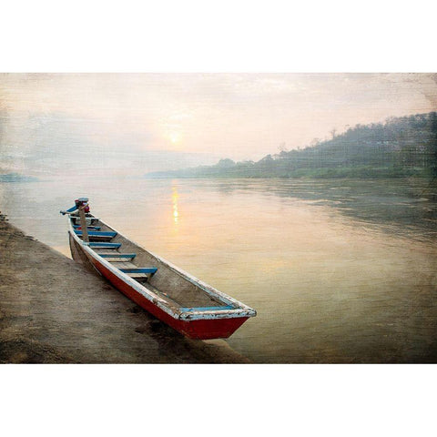 Sunset at the Lake Gold Ornate Wood Framed Art Print with Double Matting by Kimberly, Allen