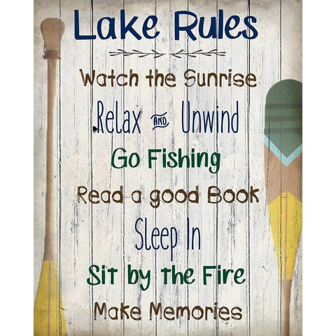 Lake Rules White Modern Wood Framed Art Print by Kimberly, Allen
