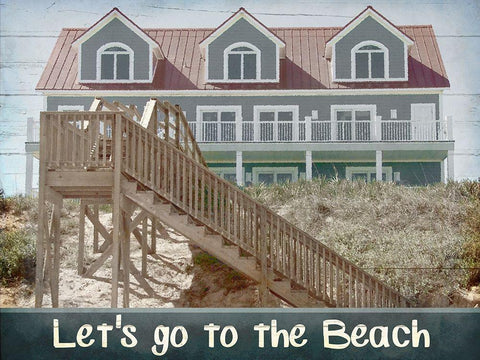Beach House Day Black Ornate Wood Framed Art Print with Double Matting by Kimberly, Allen