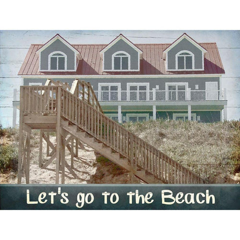 Beach House Day Black Modern Wood Framed Art Print by Kimberly, Allen