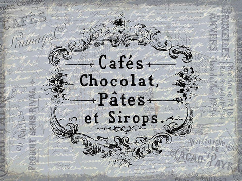 Cafe Chocolat White Modern Wood Framed Art Print with Double Matting by Kimberly, Allen