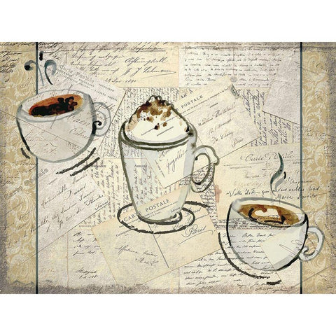 Coffee Time Gold Ornate Wood Framed Art Print with Double Matting by Kimberly, Allen