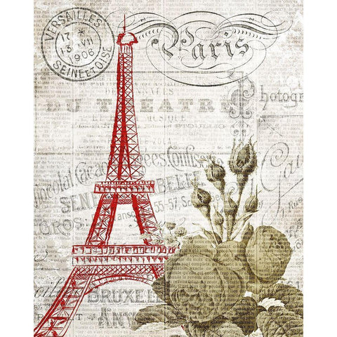 Paris Script Series 1 Black Modern Wood Framed Art Print with Double Matting by Kimberly, Allen