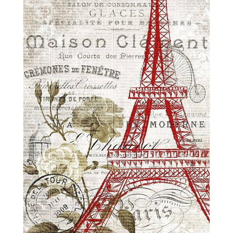 Paris Script Series 2 Gold Ornate Wood Framed Art Print with Double Matting by Kimberly, Allen