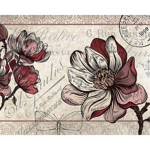 Magnolia Series 1 Gold Ornate Wood Framed Art Print with Double Matting by Kimberly, Allen