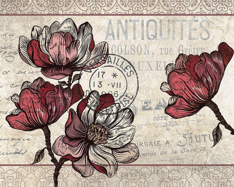 Magnolia Series 2 Black Ornate Wood Framed Art Print with Double Matting by Kimberly, Allen