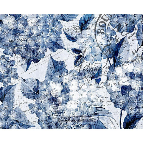 Postcard Hydrangea 2 Black Modern Wood Framed Art Print by Kimberly, Allen