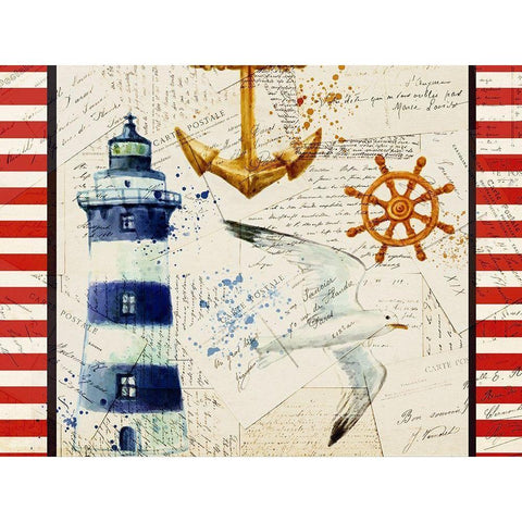 Anchors Away Black Modern Wood Framed Art Print with Double Matting by Kimberly, Allen