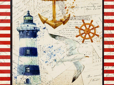 Anchors Away White Modern Wood Framed Art Print with Double Matting by Kimberly, Allen