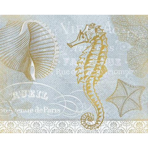 Azure Coastal Calm Series 1 Gold Ornate Wood Framed Art Print with Double Matting by Kimberly, Allen