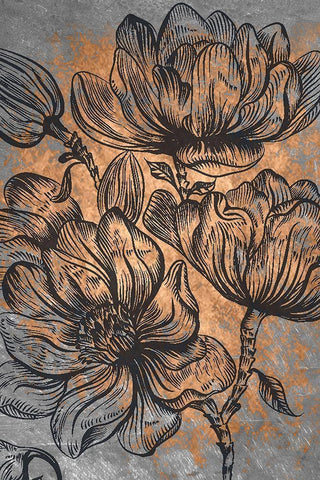 Magnolia Blossoms Black Ornate Wood Framed Art Print with Double Matting by Kimberly, Allen