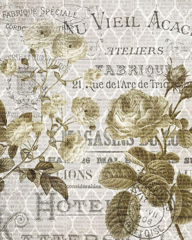 Paris Script Series 5 White Modern Wood Framed Art Print with Double Matting by Kimberly, Allen