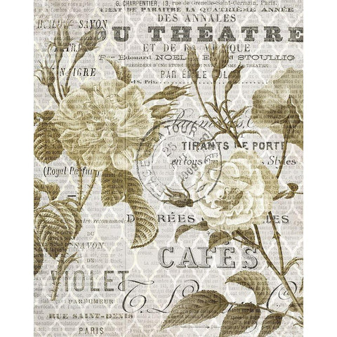 Paris Script Series 6  White Modern Wood Framed Art Print by Kimberly, Allen