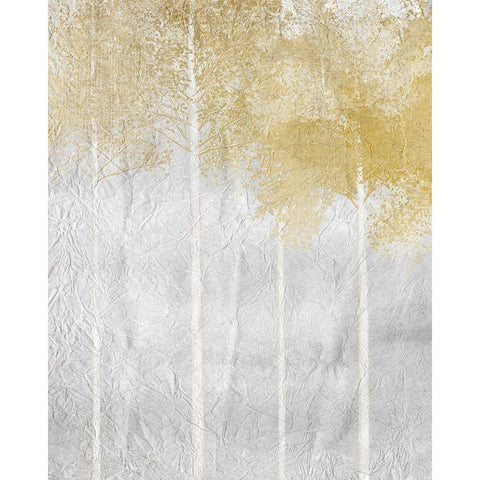 Golden Trees 2 White Modern Wood Framed Art Print by Kimberly, Allen