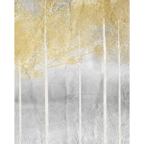 Golden Trees 3 Black Modern Wood Framed Art Print with Double Matting by Kimberly, Allen