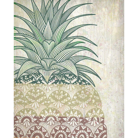 Tri Color Pineapples 1 Gold Ornate Wood Framed Art Print with Double Matting by Kimberly, Allen