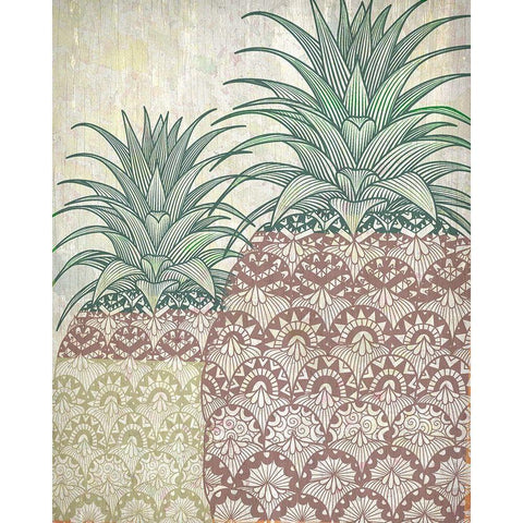 Tri Color Pineapples 2 White Modern Wood Framed Art Print by Kimberly, Allen