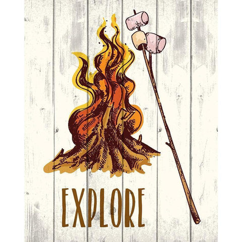 Campfire Explorer 1 Black Modern Wood Framed Art Print with Double Matting by Kimberly, Allen