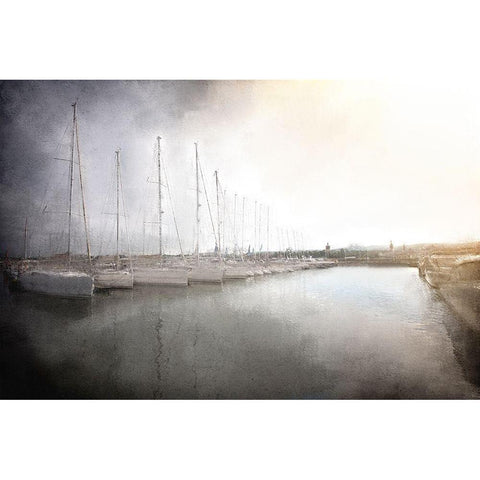 Sailboats in the Harbor White Modern Wood Framed Art Print by Kimberly, Allen