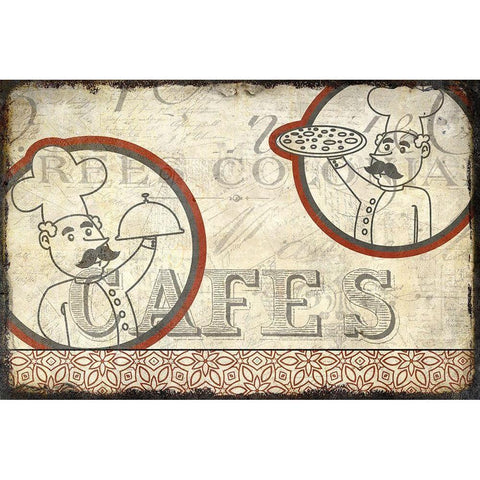 Cafe Chefs Black Modern Wood Framed Art Print by Kimberly, Allen