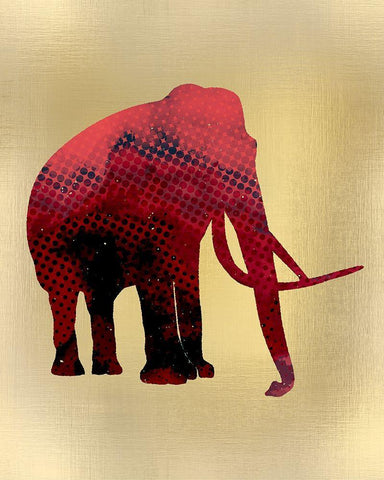 Red on Gold 1 White Modern Wood Framed Art Print with Double Matting by Kimberly, Allen