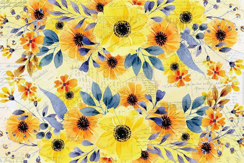 Yellow Summer Blooming  Black Ornate Wood Framed Art Print with Double Matting by Kimberly, Allen