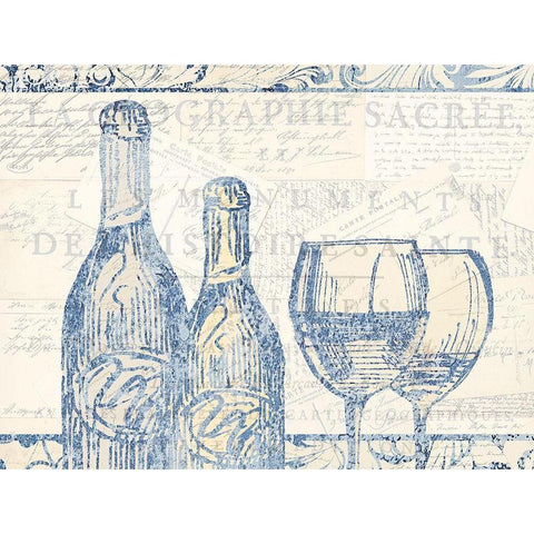 Wine Sketch Gold Ornate Wood Framed Art Print with Double Matting by Kimberly, Allen