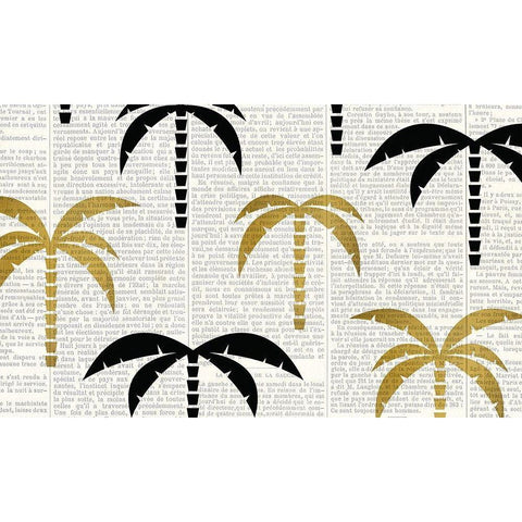 Newspaper Tropics 1 Black Modern Wood Framed Art Print with Double Matting by Kimberly, Allen