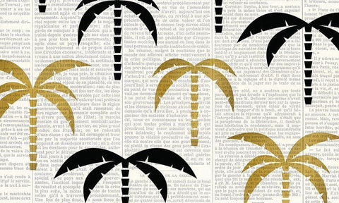 Newspaper Tropics 1 White Modern Wood Framed Art Print with Double Matting by Kimberly, Allen