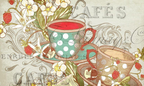 Coffee or Tea White Modern Wood Framed Art Print with Double Matting by Kimberly, Allen