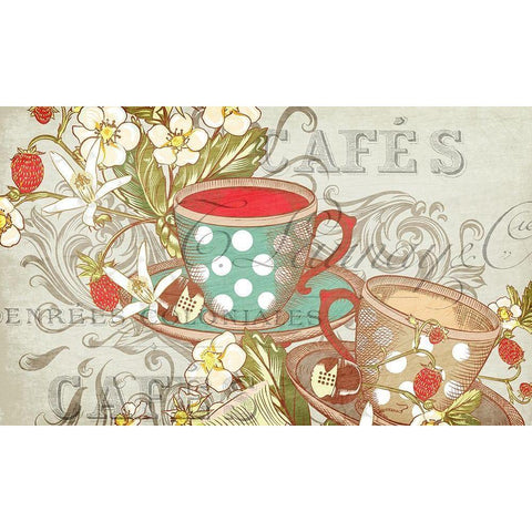 Coffee or Tea Black Modern Wood Framed Art Print by Kimberly, Allen