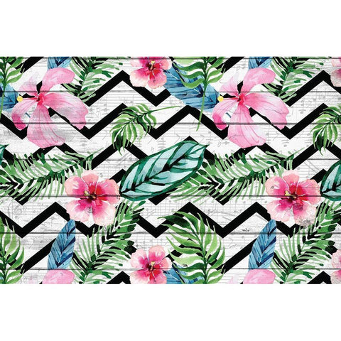 Tropic Notes Black Modern Wood Framed Art Print with Double Matting by Kimberly, Allen