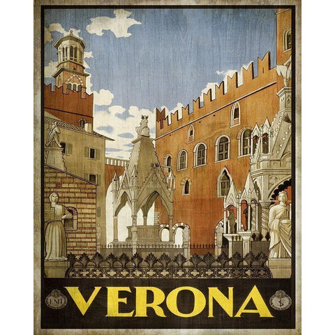 Vintage Travel Poster 3 Gold Ornate Wood Framed Art Print with Double Matting by Kimberly, Allen