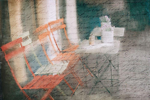 Sidewalk Cafe Black Ornate Wood Framed Art Print with Double Matting by Kimberly, Allen