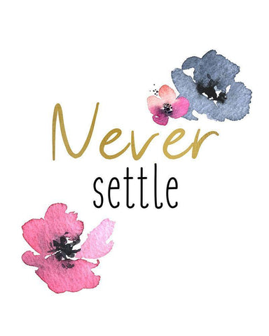 Never Settle Black Ornate Wood Framed Art Print with Double Matting by Kimberly, Allen
