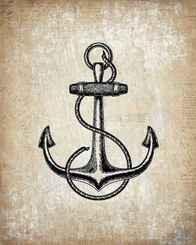 Anchors Away 1 White Modern Wood Framed Art Print with Double Matting by Kimberly, Allen