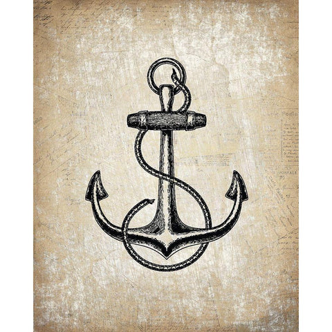Anchors Away 1 Black Modern Wood Framed Art Print with Double Matting by Kimberly, Allen