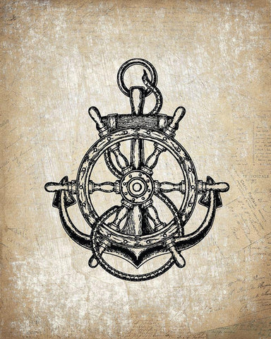 Anchors Away 2 White Modern Wood Framed Art Print with Double Matting by Kimberly, Allen