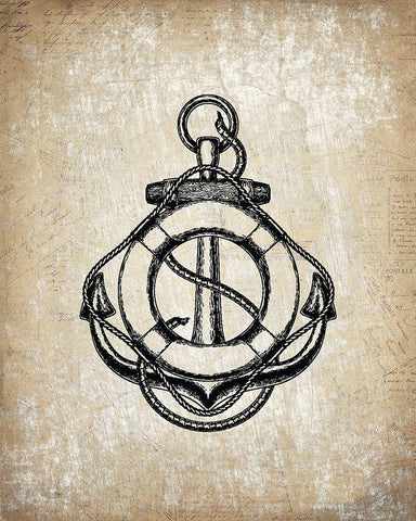 Anchors Away 3 Black Ornate Wood Framed Art Print with Double Matting by Kimberly, Allen